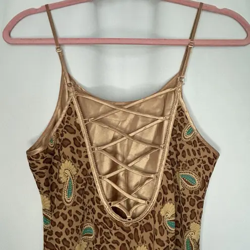 Cabernet Sleepwear Women's Size Small Leopard Paisley Maxi Night Gown VTG Brown