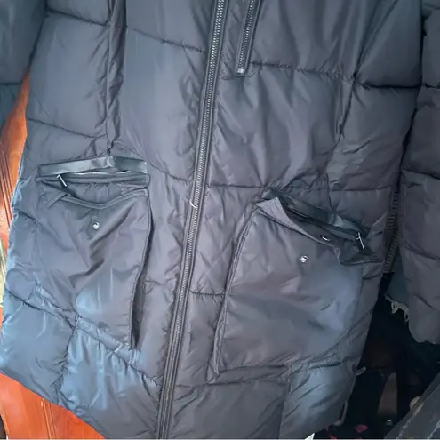 DKNY Long black  puffer jacket parka winter coat NO HOOD XL