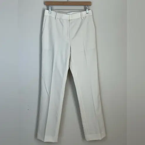 Nili Lotan $650 Pleated High Rise Trousers 100% Virgin Wool Made in USA Sz 4 White
