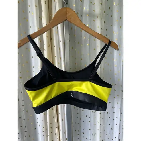 Zyia Active Light & Tight Metallic Neon Yellow Adjustable Strap Sports Bra L