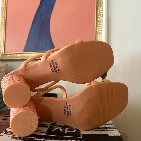 DV Dolce Vita Myla Strappy Block Heel Sandals Square Toe Orange NEW Size 9