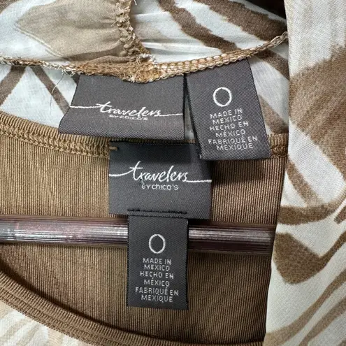 Travelers by Chico's Cardigan Tank Top Set Brown Size S Artsy Resort Statement