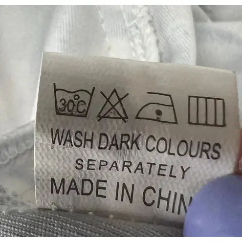 ANGL Mini Dress Women S White Blue Floral Plunge V Neck Pleated Fit Flare Skater