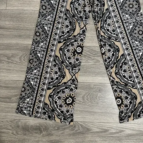 INC International Concepts Black and White Wide Leg Stretchy Boho Pants Size XL