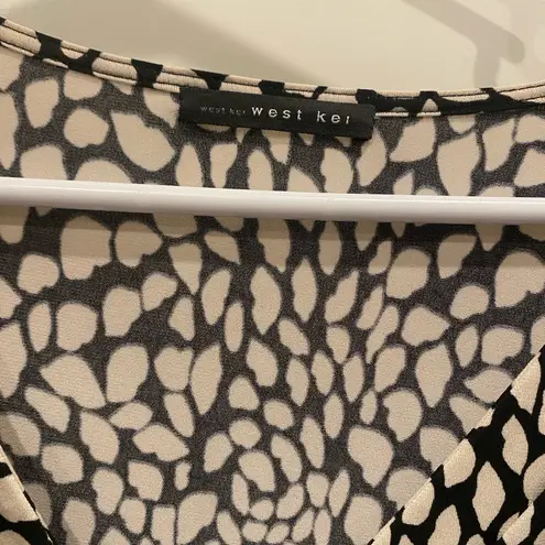 West Kei Printed 3/4 Sleeve Knit Henley Top 1X