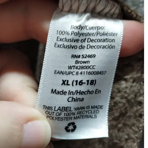 Way to Celebrate Size XL Unisex Adult Furry Sloth One Piece Costume Pajamas Brown