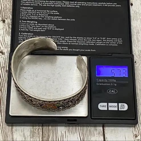 Enamel Inlay Cuff Bangle Bracelet