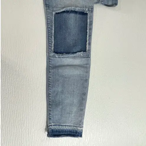 HUDSON Suzzi Midrise AKL Skinny Jeans Patchwork Knees Released Raw Hem Women 27 Blue