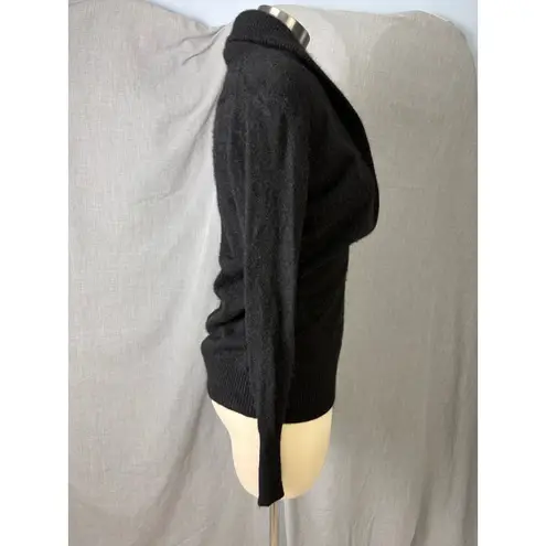 Lord & Taylor Cashmere Shawl Collar Wrap Sweater Black Two