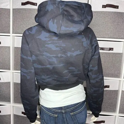 Alphalete  Blue & Black Logo Camo Cropped Hoodie Sweatshirt Size Small