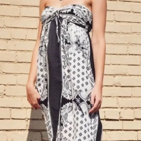 Bandeau Patterned Maxi Dress Black