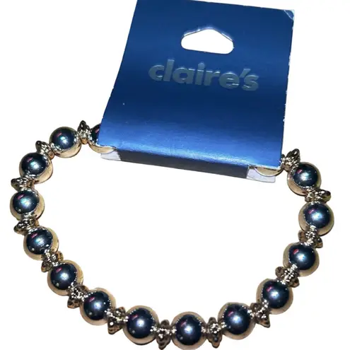 Women's Claire's One Size Silver & Gold Beaded Stretch Bracelet