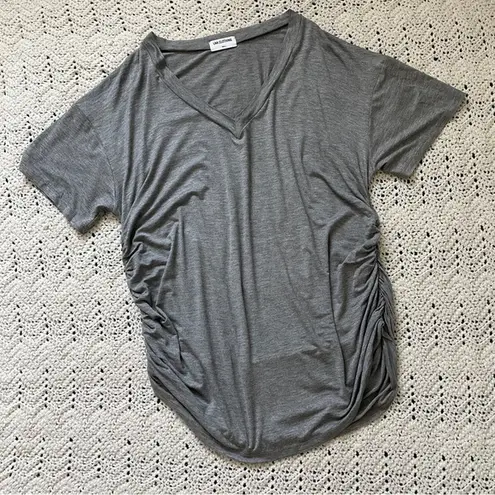 LNA Clothing Ruched Oversized V Neck Tshirt Gray (Small)