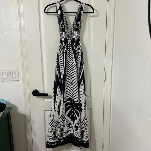 Farm Rio  Macaw Elegance Black and White Maxi Dress XS