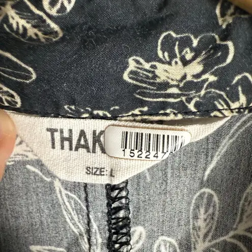 Thakoon Printed Utility Wide Leg Short Sleeve Collared Silk Jumpsuit Size Large Black