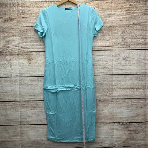 US Allfy Fashion Women's Azure Blue Slim Fit Midi T Shirt Dress Size Large New