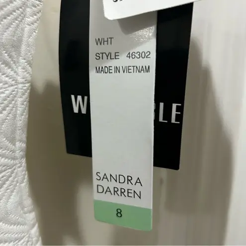 Sandra Darren Textured White Dress w/Pockets Shower Wedding Guest Size 8 NWT