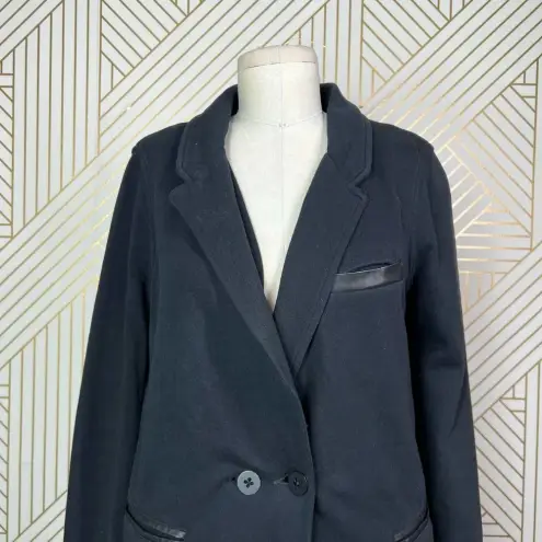 T by Alexander Wang Black Leather Accent Trim Knit Blazer Size Small‎ **Flawed - Image 6