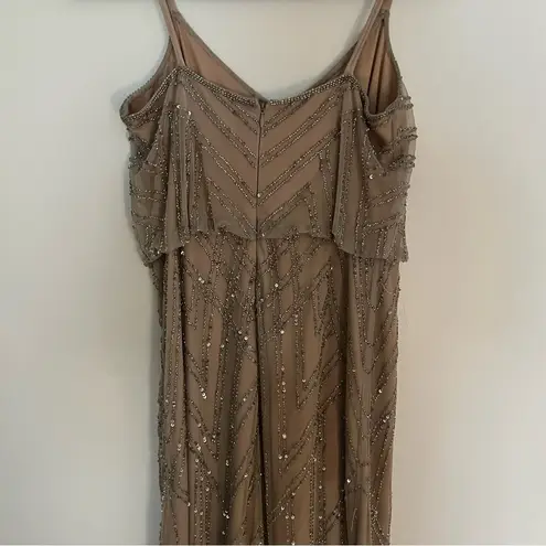 Adrianna Papell  Champagne Beaded Sequin Wedding Guest Dress