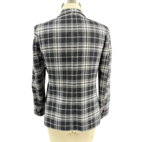 Oscar de la Renta VTG 90s Black /White Plaid Wool Blend Blazer Fully Lined M/12