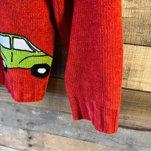 Coldwater Creek Red Christmas Tree Car Sweater Size Small