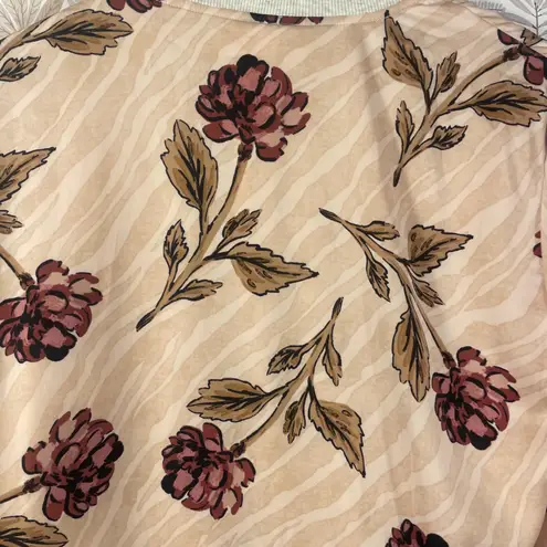 Saltwater Luxe Floral Print Bomber Jacket Women's S Beige Pink Zip Up Drawstring