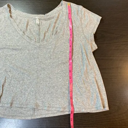 Free People Intimately Gray Ribbed V