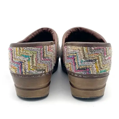 Sanita Professional Valborg Closed Back Clog Purple Rainbow Textile Knit Size 38 Tan