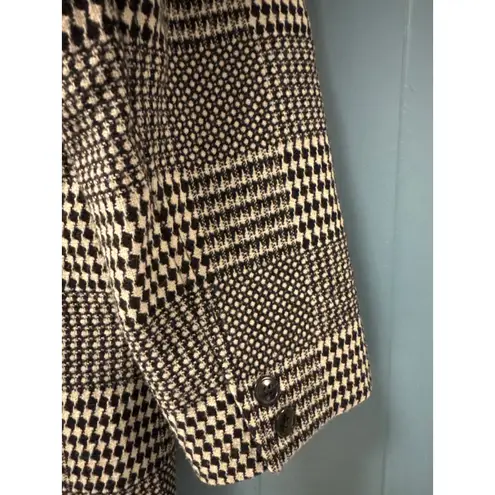 Vintage Lizwear Women's Classic Houndstooth Wool Blend Blazer Jacket size 8 Black