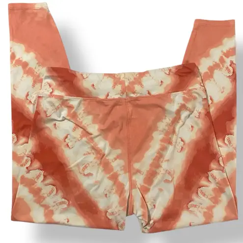 🎈New Directions Studio Petite L Peach Coral Tie Dye High Waist Leggings Orange Size undefined