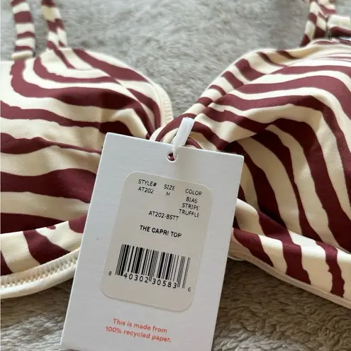 ANDIE NWT  Swim Capri Bikini Top in Striped Truffle, Size M