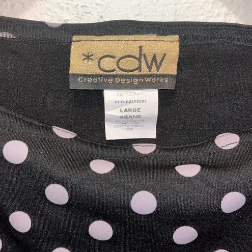 Vintage Y2K Women's Black off White Polka Dot Sleeveless Top • modest • business Size L