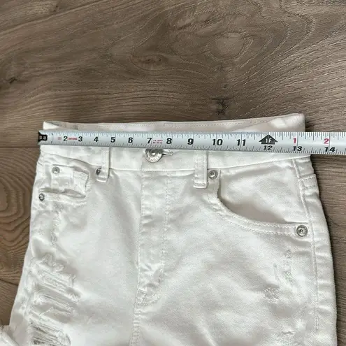 American Eagle  Curvy High Rise White Shortie Stretch Jean Shorts Size 2