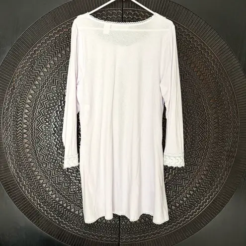 Eileen West Cotton Modal Open Front Robe L Lilac Lace Tradwife Cottage Rustic Purple Size L