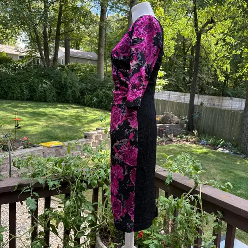 Tracy Reese Womens Textured Silk Jacquard Cocktail Dress 4 Fuchsia Pink Floral