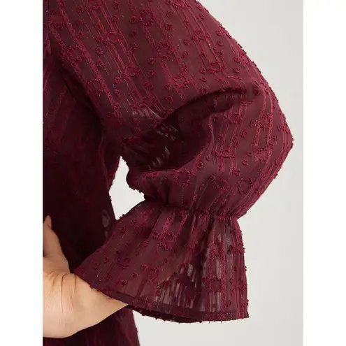 Bloomchic  Scarlet Burgundy Textured V Neck Lantern Sleeve Blouse 22 - 24 3X NWT