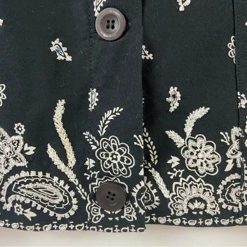 Quacker Factory Beaded Paisley Black and White Shirt Jacket Size Small Medium