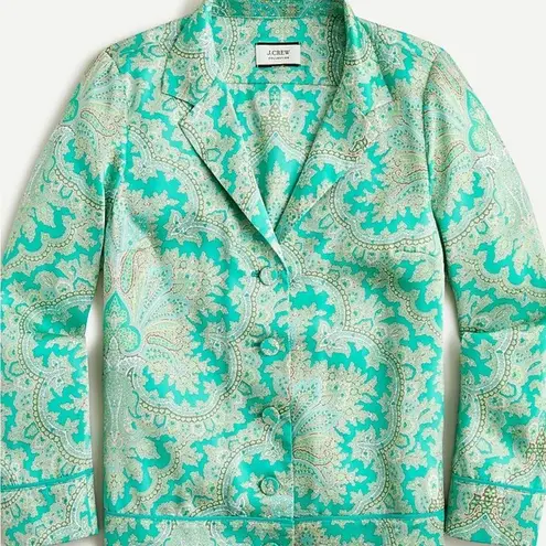 J Crew Collection Drapey Button Top & Pull On Crop Pants Ratti Pendant Paisley S Green