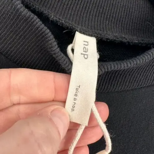 Nap Women's Loungewear Terry Cropped Boxy Drawstring Hem Sweatshirt Black Small