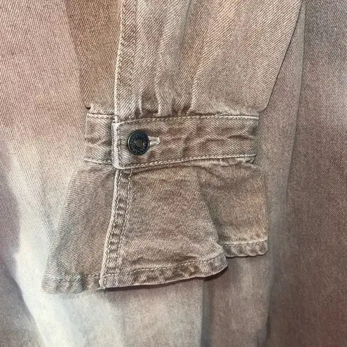 Newport News JEANOLOGY Western Y2K Brown Jean Flared Trench Maxi Dress Sz 16