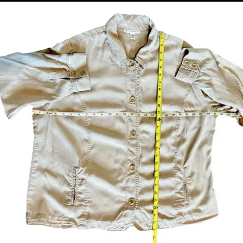 JM Collection Women’s Plus Jacket 18W Button Down Relaxed Tan