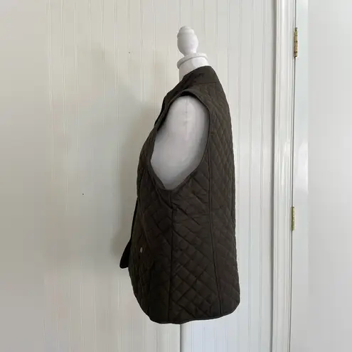 G.H. BASS Quilted Snap Front Collared Equestrian Outdoor Vest Olive Green Size L Size L