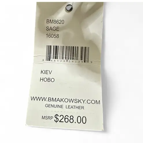 B Makowsky Kiev Hobo Sage Green Leather Bag New