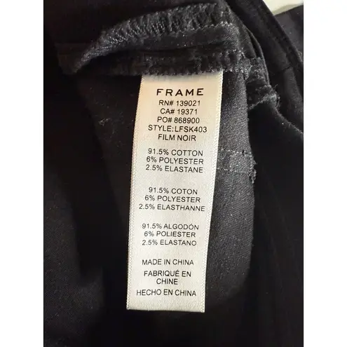 Frame EUC Le Francoise Skinny Jeans Film Noir Size 26 Side Zipper Button Closure