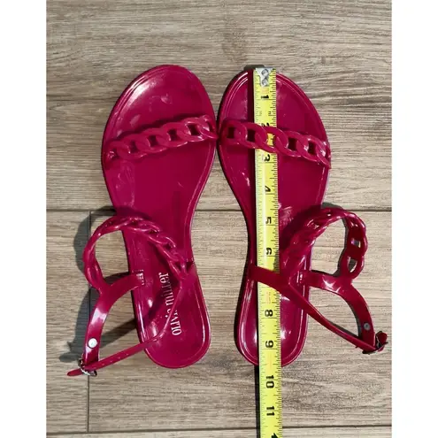 Olivia Miller Hot Pink Sumer Chain Pattern Sandals Slides Jelly Shoes Size 6.5