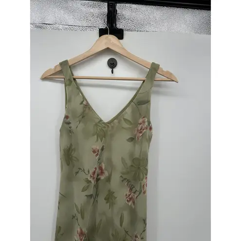 Positive Attitude Women Y2K Maxi Dress Size 8 Green Floral Fairy Dainty Coquette