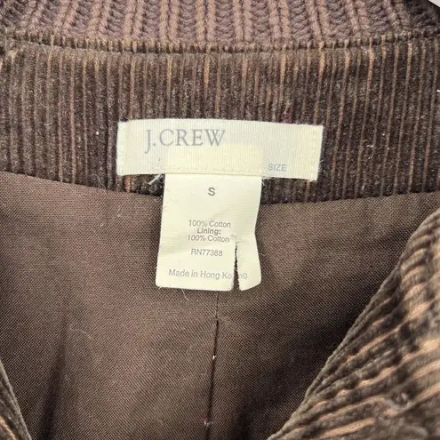 J.Crew  Corduroy Bomber Jacket Chocolate Brown Foldover Collar Women’s Size Small