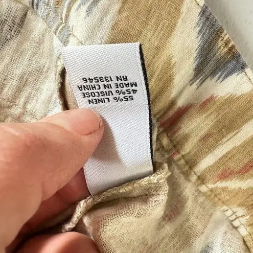 carole little Linen Wide Leg Straight Pants Boho Festival Retro Earthy Size 10