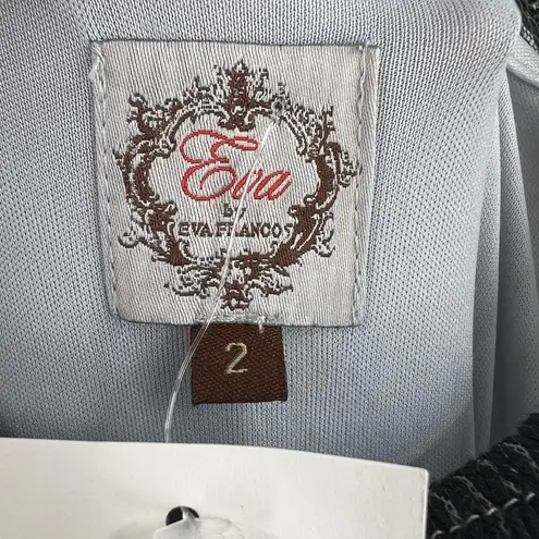 Eva Franco Fit and Flare Embroidered Mesh Overlay Dress Size 2 New