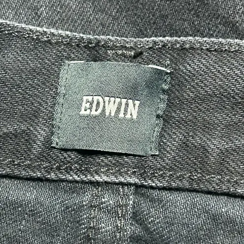 Edwin Women's CAi Straight Leg Ripped Distressed Black Denim Jeans 27 New